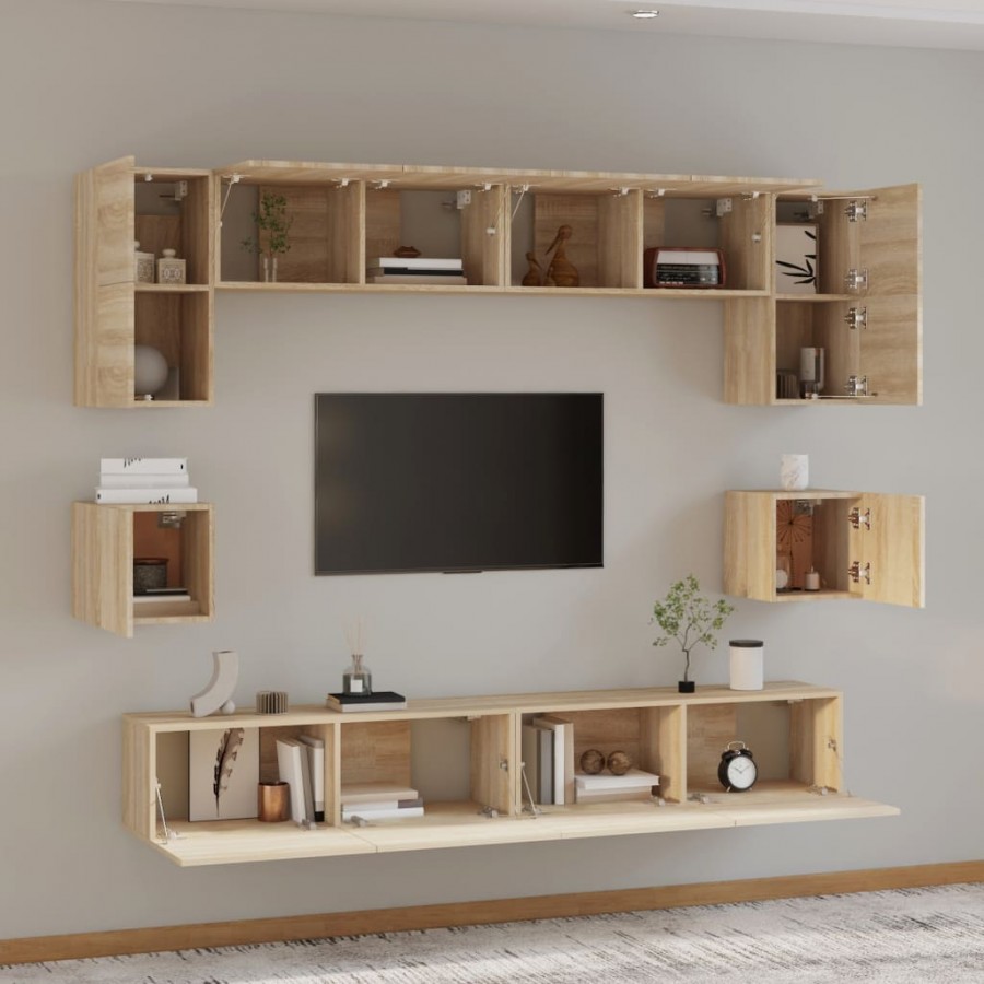 Ensemble de meubles TV 8 pcs Chêne sonoma 