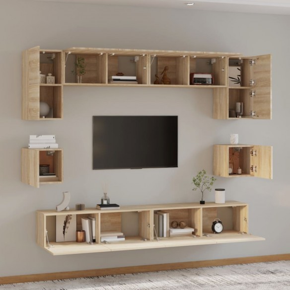 Ensemble de meubles TV 8 pcs Chêne sonoma 