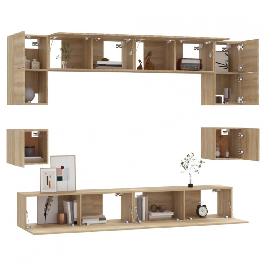 Ensemble de meubles TV 8 pcs Chêne sonoma 