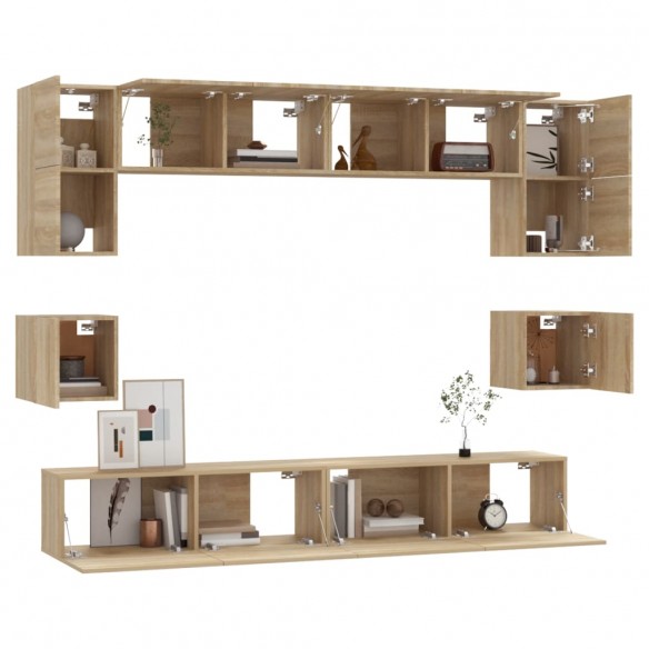 Ensemble de meubles TV 8 pcs Chêne sonoma 