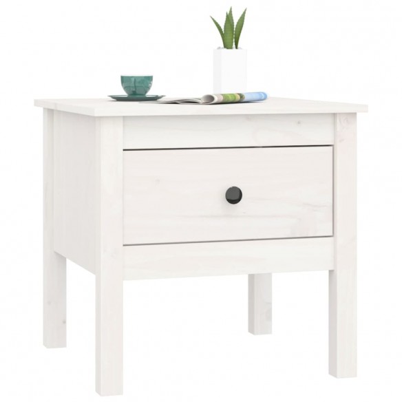 Tables d'appoint 2 pcs Blanc 50x50x49 cm Bois massif de pin