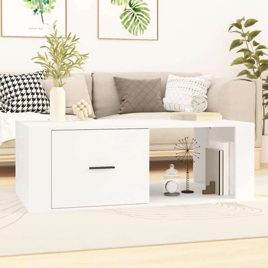 Table basse Blanc 100x50,5x35 cm 