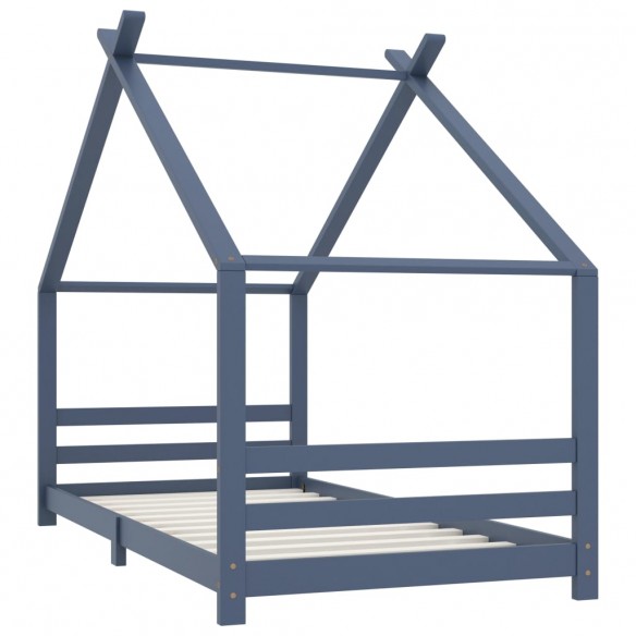 Lit d'enfant Gris Bois de pin massif 90x200 cm