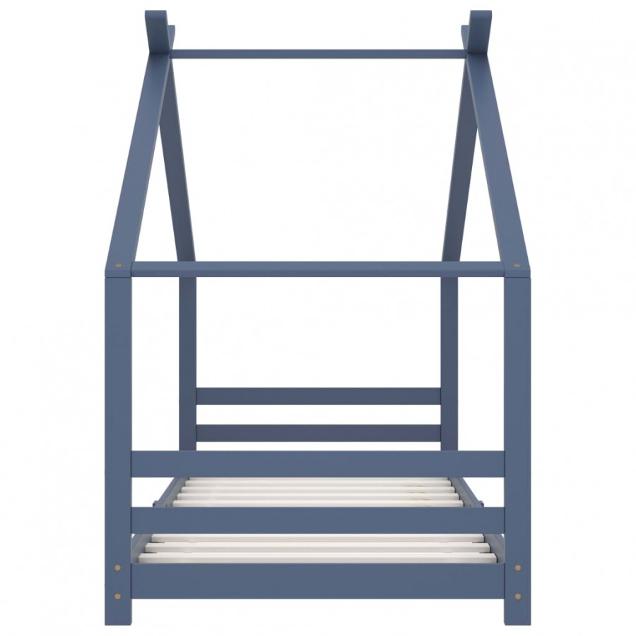 Lit d'enfant Gris Bois de pin massif 90x200 cm