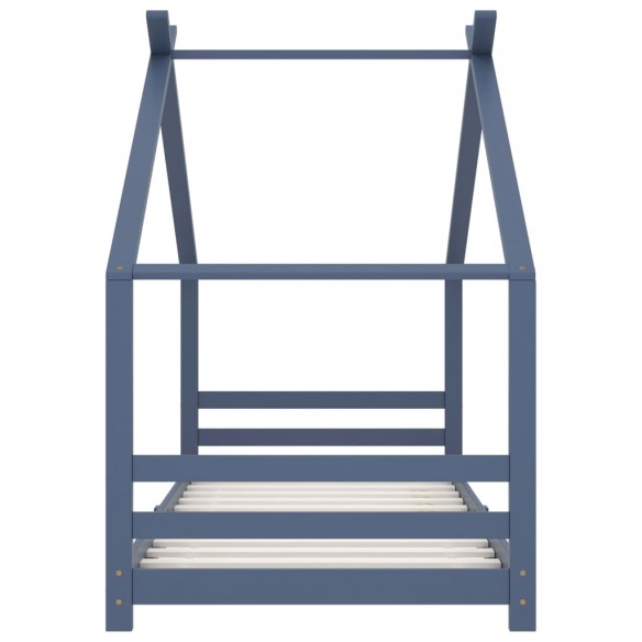 Lit d'enfant Gris Bois de pin massif 90x200 cm