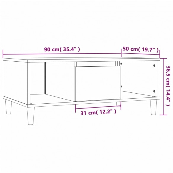 Table basse Noir 90x50x36,5 cm 