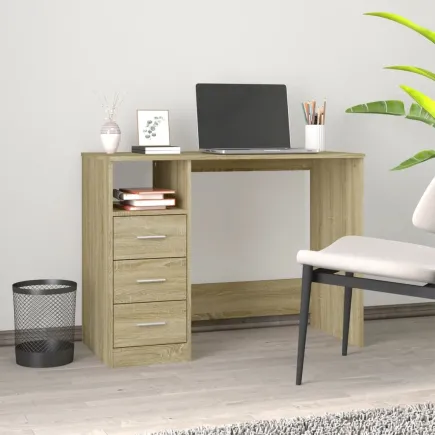Bureau avec tiroirs Chêne sonoma 102x50x76 cm 