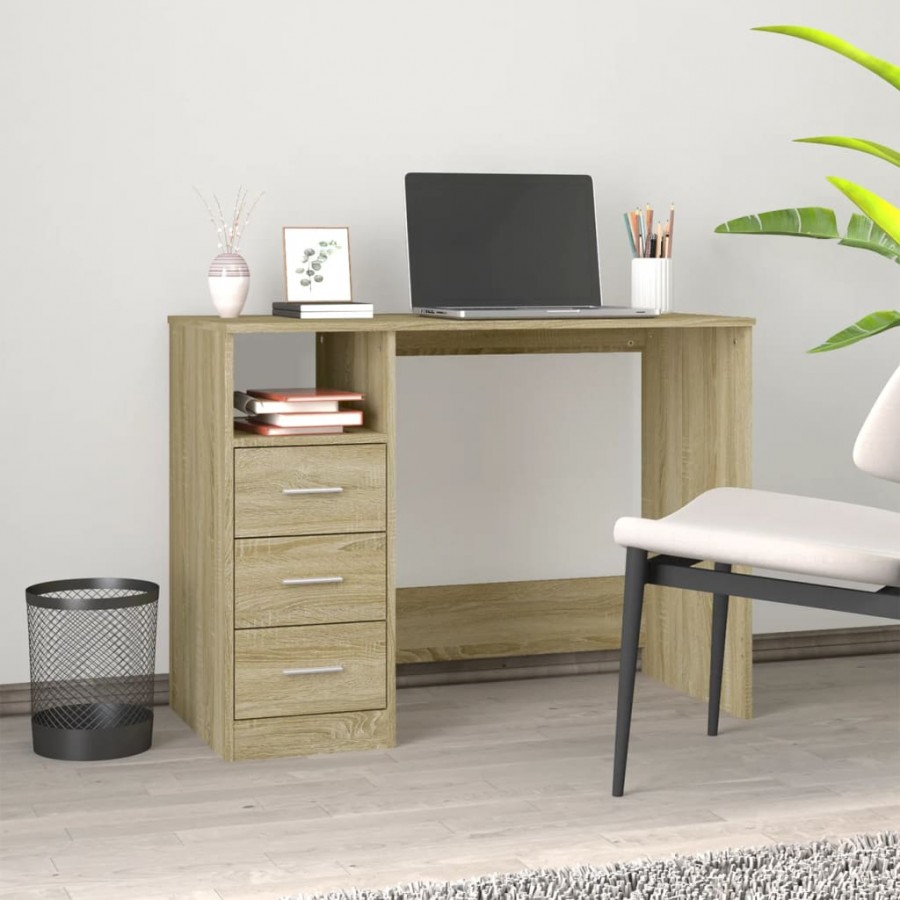 Bureau avec tiroirs Chêne sonoma 102x50x76 cm 