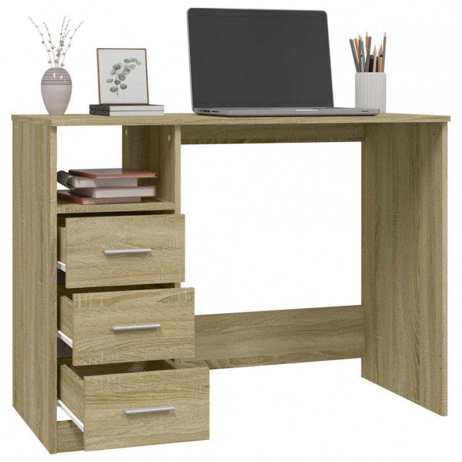 Bureau avec tiroirs Chêne sonoma 102x50x76 cm 