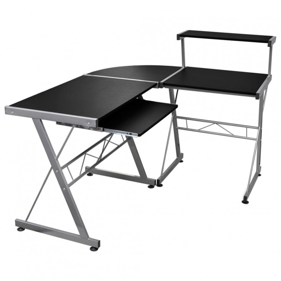 Bureau d'ordinateur d'angle Noir 132x112x99cm 