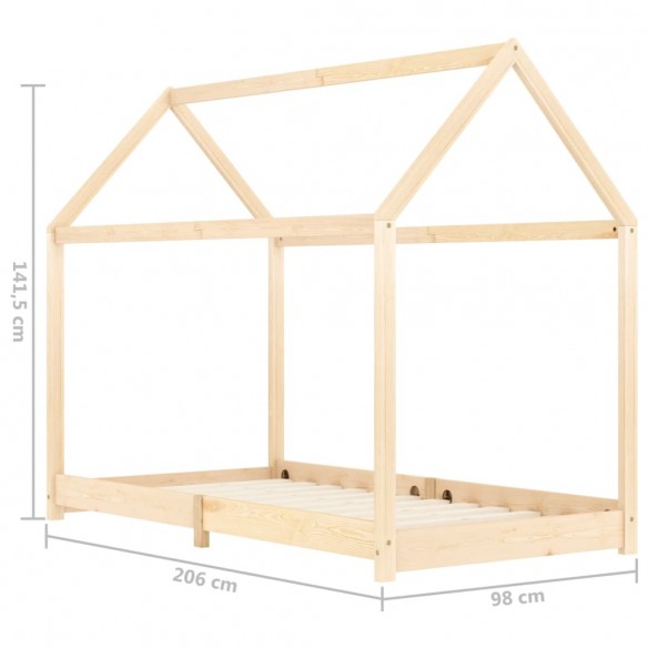 Lit d'enfant Bois de pin massif 90 x 200 cm