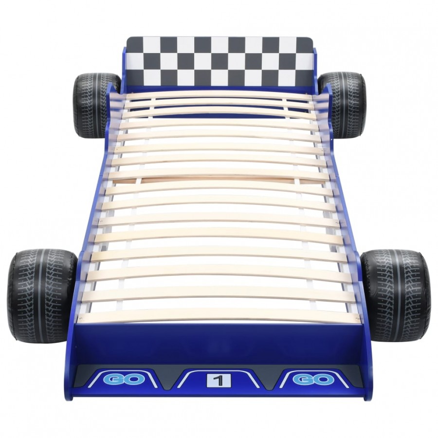 Lit voiture de course pour enfants 90 x 200 cm Bleu