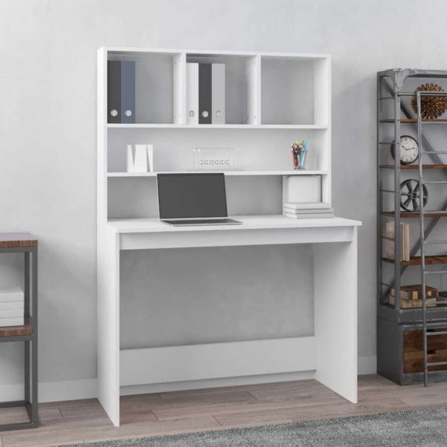 Bureau avec étagères Blanc 102x45x148 cm 