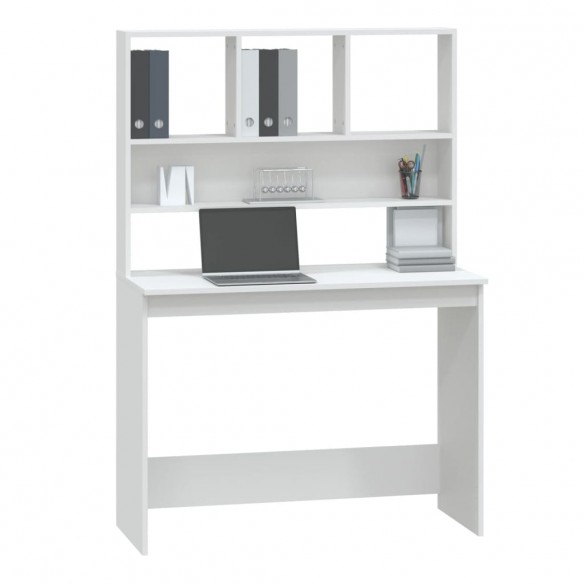 Bureau avec étagères Blanc 102x45x148 cm 