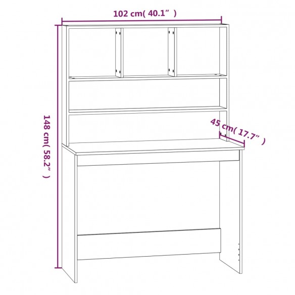 Bureau avec étagères Blanc 102x45x148 cm 