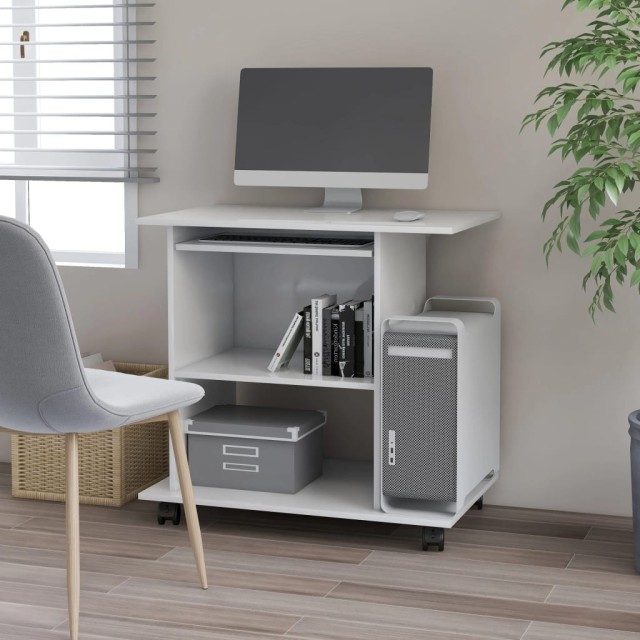 Bureau d'ordinateur Blanc 80x50x75 cm Aggloméré