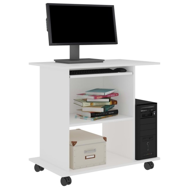 Bureau d'ordinateur Blanc 80x50x75 cm Aggloméré