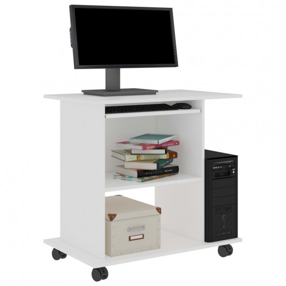 Bureau d'ordinateur Blanc 80x50x75 cm Aggloméré