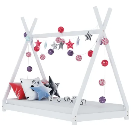 Lit d'enfant Blanc Bois de pin massif 90 x 200 cm
