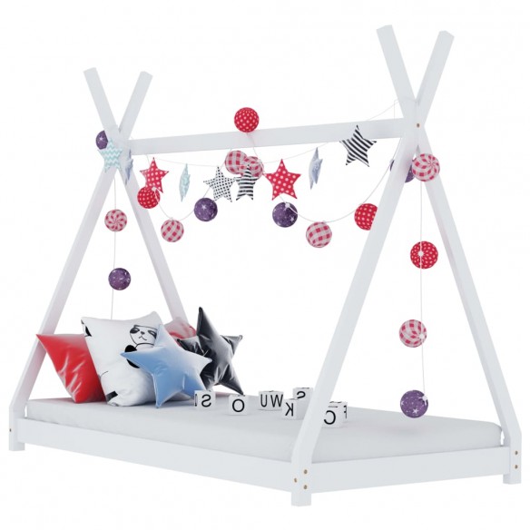 Lit d'enfant Blanc Bois de pin massif 90 x 200 cm