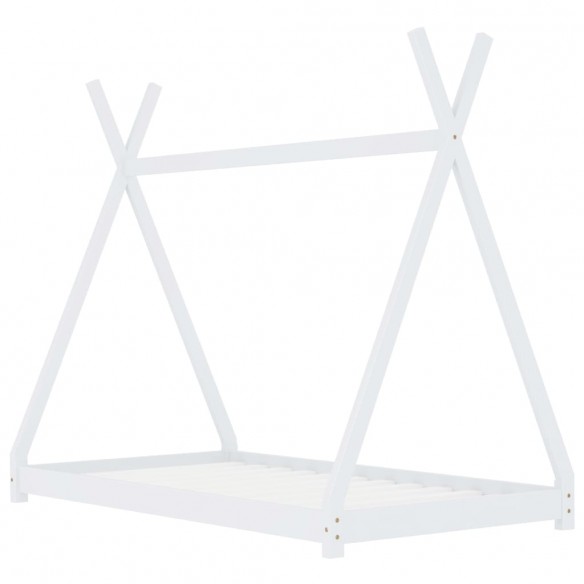 Lit d'enfant Blanc Bois de pin massif 90 x 200 cm