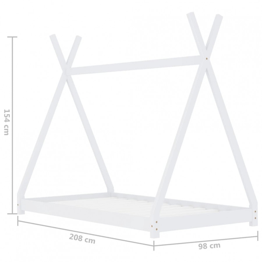 Lit d'enfant Blanc Bois de pin massif 90 x 200 cm