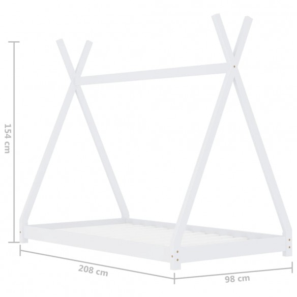 Lit d'enfant Blanc Bois de pin massif 90 x 200 cm