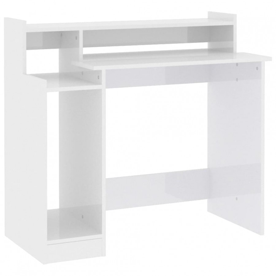 Bureau lumières LED Blanc brillant 97x45x90cm 
