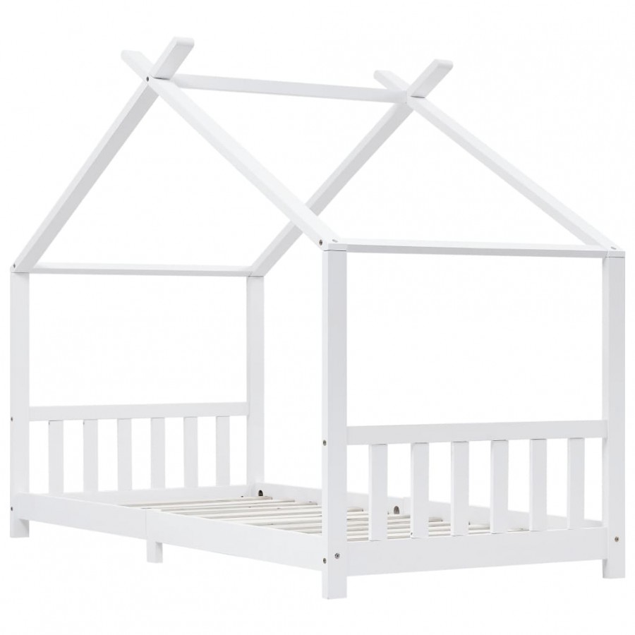 Lit d'enfant Blanc Bois de pin massif 90 x 200 cm