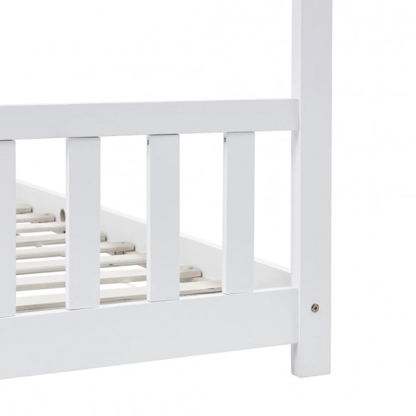 Lit d'enfant Blanc Bois de pin massif 90 x 200 cm