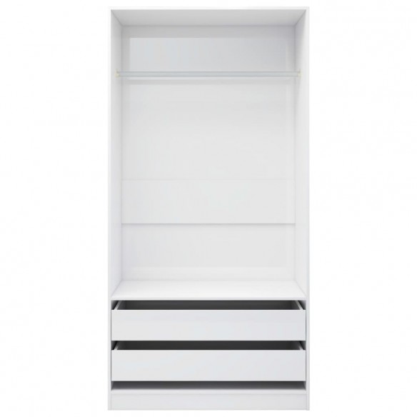 Garde-robe Blanc brillant 100x50x200 cm Aggloméré