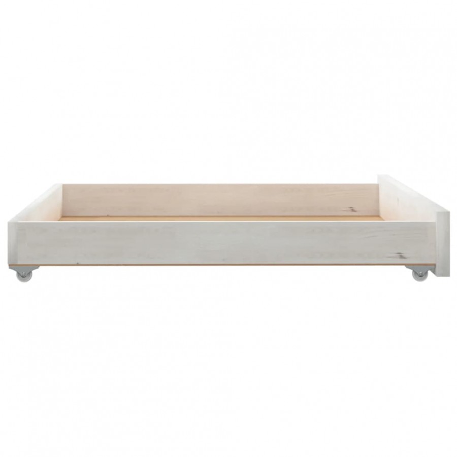 Tiroirs de lit 2 pcs Blanc Bois de pin massif
