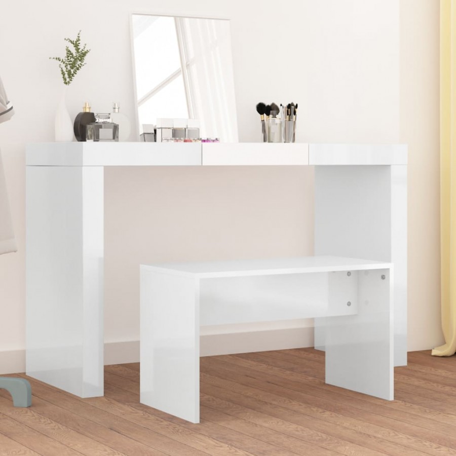 Tabouret de toilette Blanc brillant70x35x45cm 
