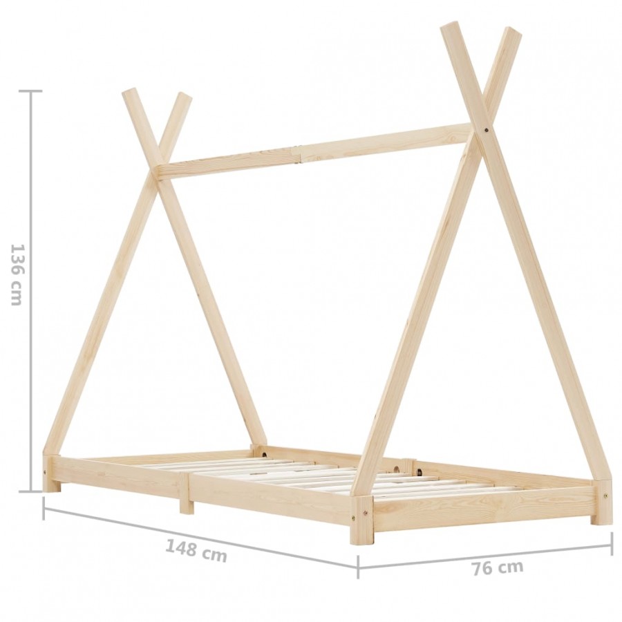Lit d'enfant Bois de pin massif 70x140 cm
