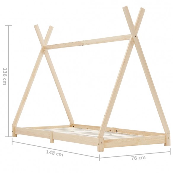 Lit d'enfant Bois de pin massif 70x140 cm