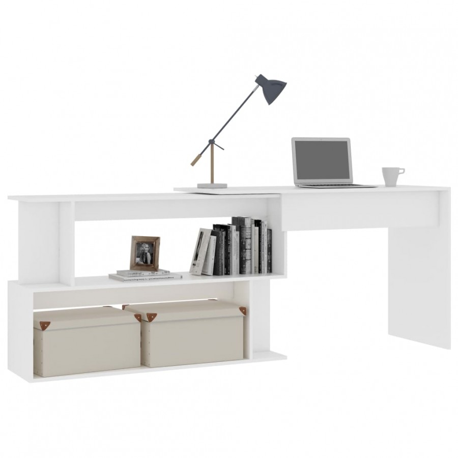 Bureau d'angle Blanc 200x50x76 cm Aggloméré