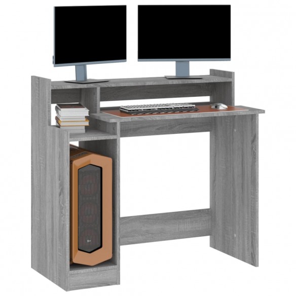 Bureau et lumières LED Sonoma gris 97x45x90cm 