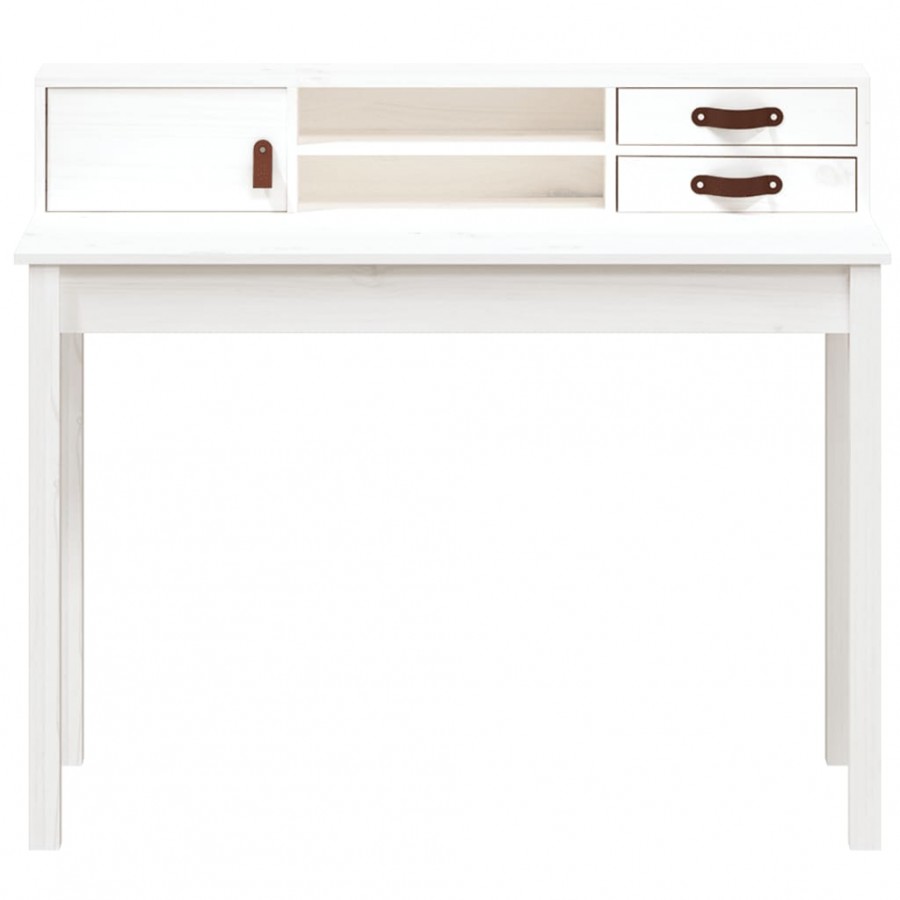 Bureau Blanc 110x50x93 cm Bois massif de pin