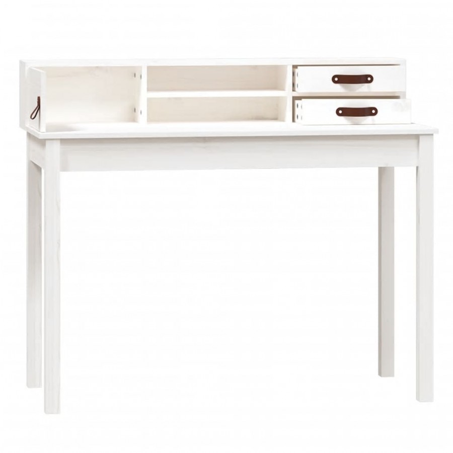 Bureau Blanc 110x50x93 cm Bois massif de pin
