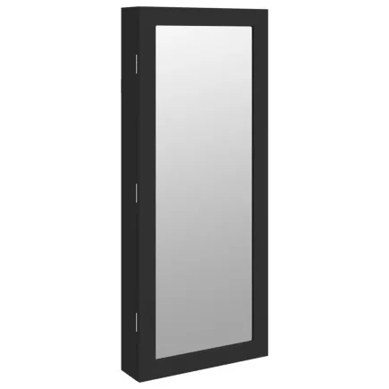 Armoire à bijoux avec miroir et éclairage LED mural noir 2