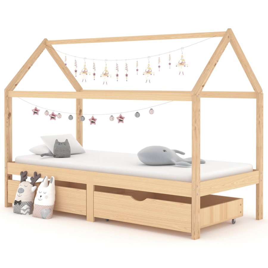 Lit d'enfant avec tiroirs Bois de pin massif 90x200 cm