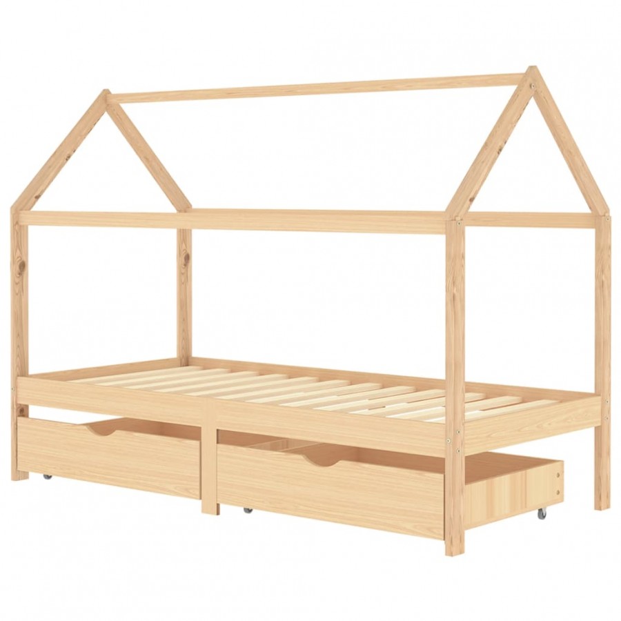 Lit d'enfant avec tiroirs Bois de pin massif 90x200 cm