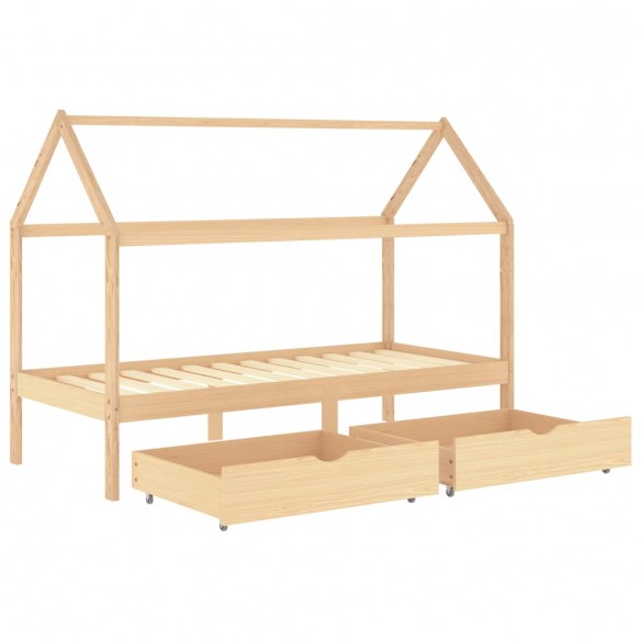 Lit d'enfant avec tiroirs Bois de pin massif 90x200 cm