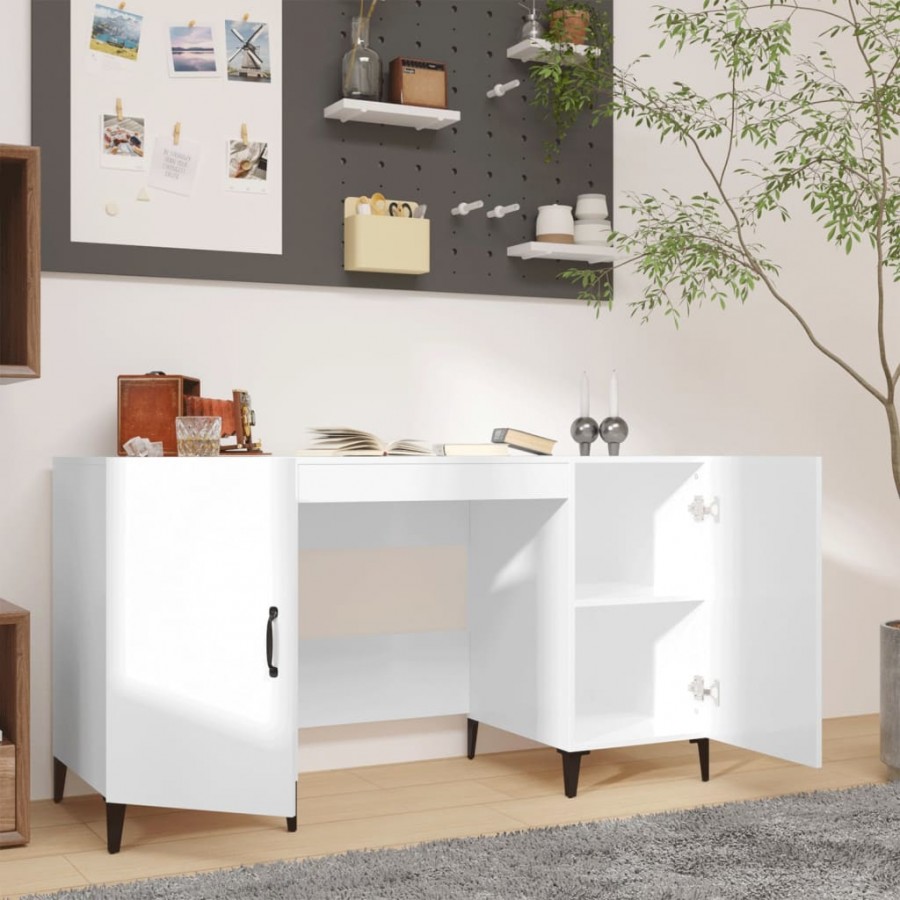 Bureau Blanc brillant 140x50x75 cm 