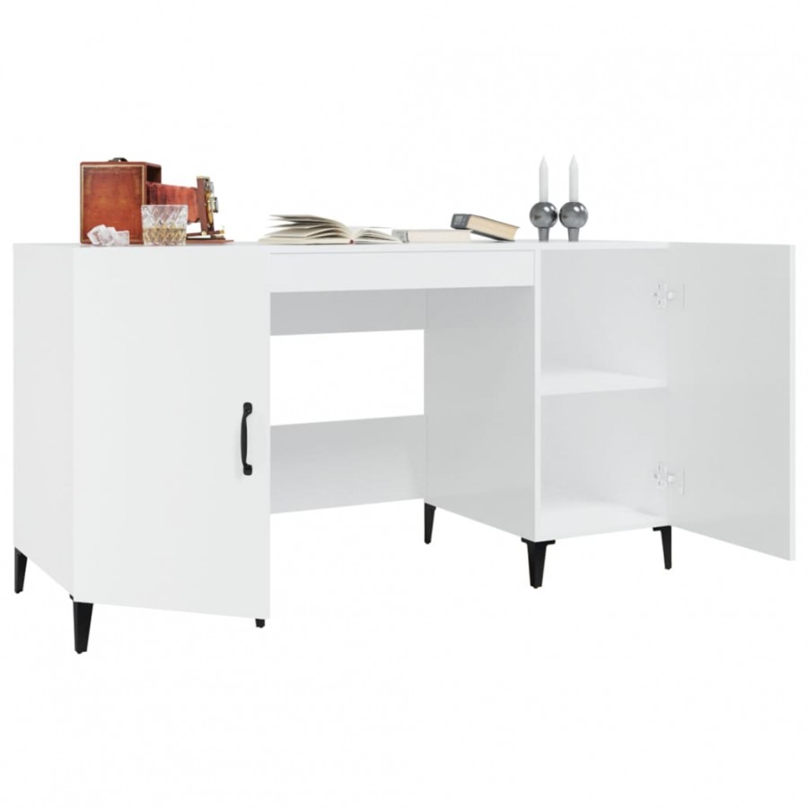Bureau Blanc brillant 140x50x75 cm 