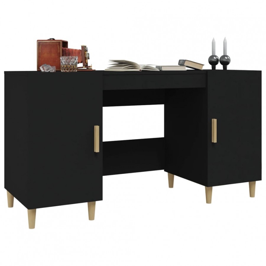 Bureau Noir 140x50x75 cm 
