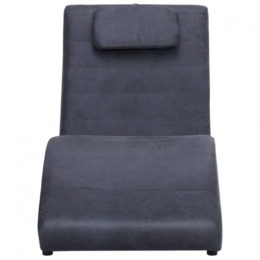 Chaise longue avec oreiller Gris Similicuir daim