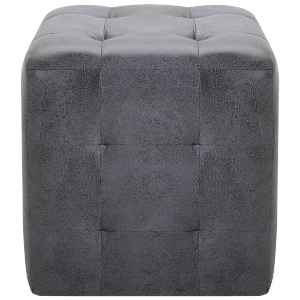 2 pcs Poufs Gris 30 x 30 x 30 cm Similicuir daim