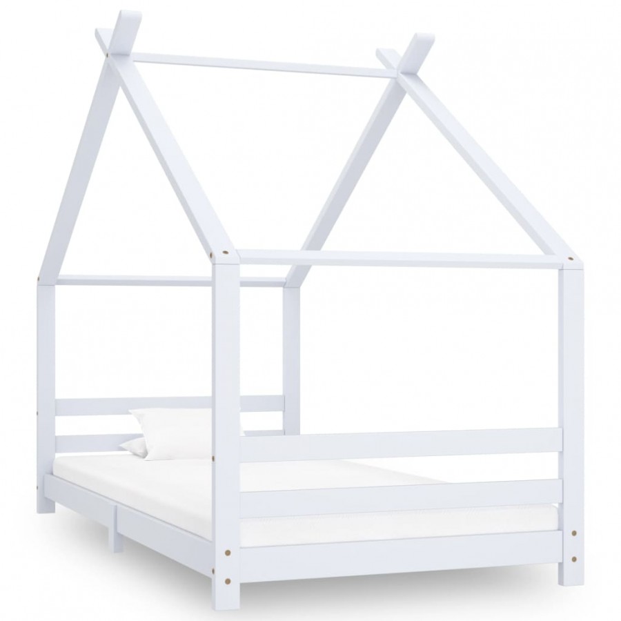 Lit d'enfant Blanc Bois de pin massif 90x200 cm