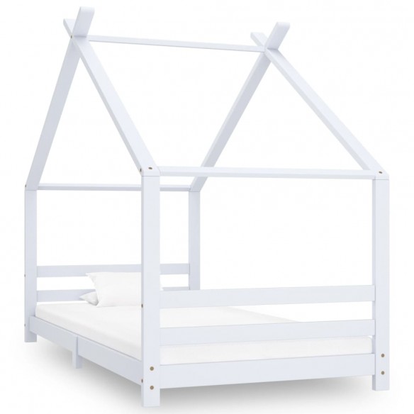 Lit d'enfant Blanc Bois de pin massif 90x200 cm